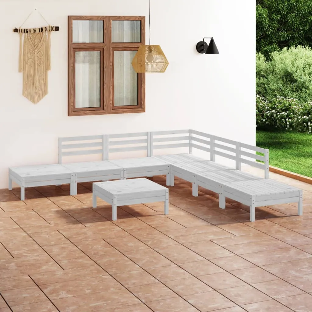 ba-vd101828-1 Sodo poilsio baldų komplektas, 8 dalių, baltas, pušies masyvas