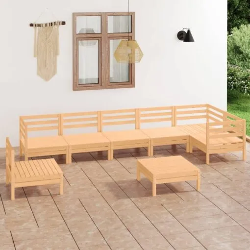 Sodo poilsio baldų komplektas, 8 dalių, pušies medienos masyvas
