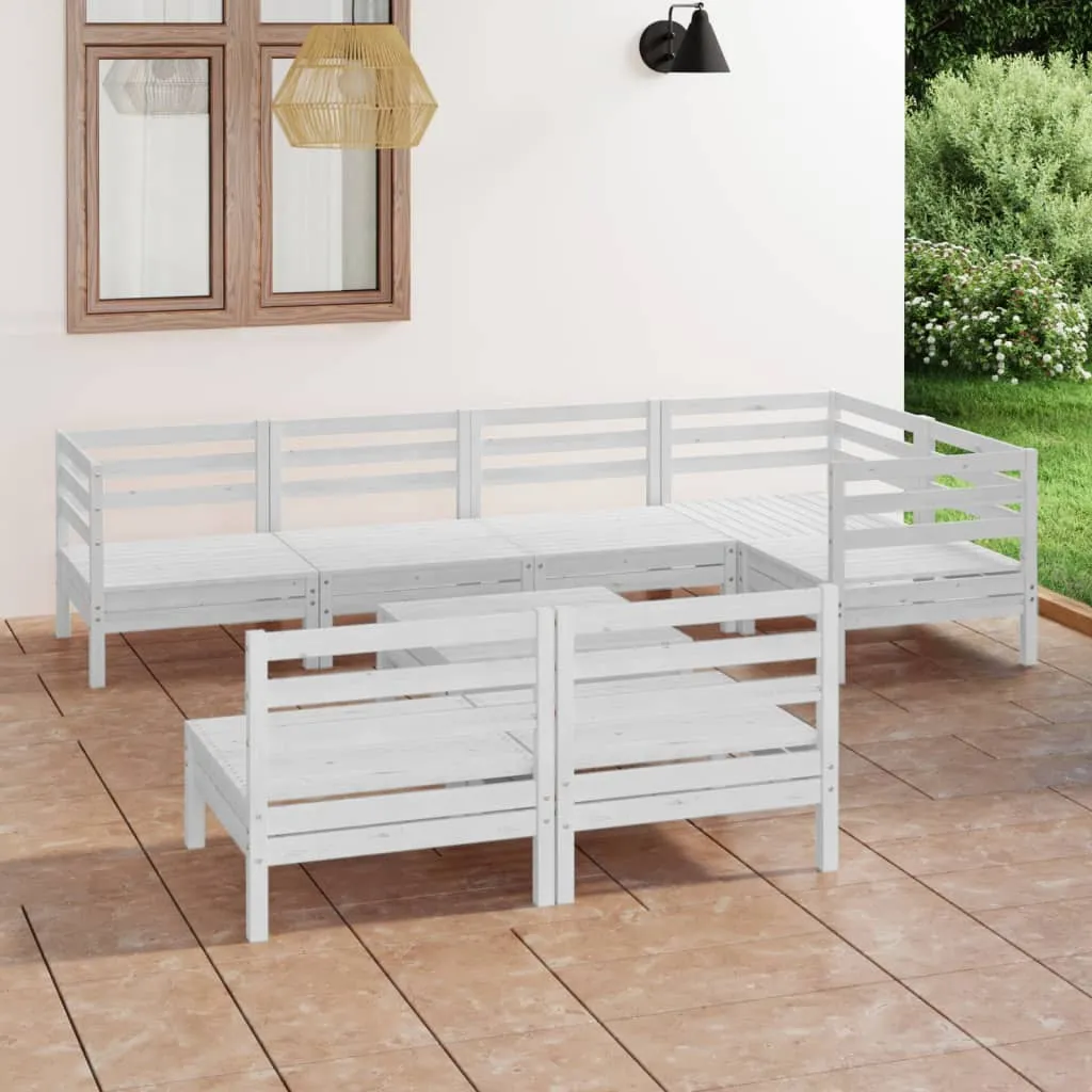 ba-vd101849-1 Sodo poilsio baldų komplektas, 8 dalių, baltas, pušies masyvas