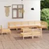 Sodo poilsio komplektas, 10 dalių, pušies medienos masyvas