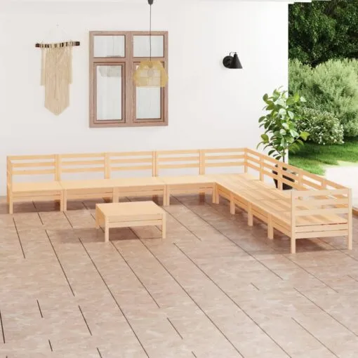 Sodo poilsio baldų komplektas, 10 dalių, pušies masyvas
