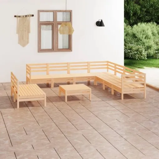 Sodo poilsio baldų komplektas, 10 dalių, pušies masyvas
