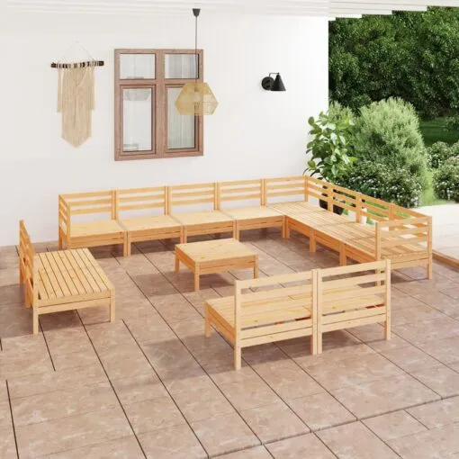 Sodo poilsio baldų komplektas, 13 dalių, pušies masyvas