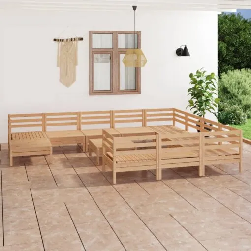 Sodo poilsio baldų komplektas, 12 dalių, pušies masyvas