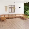 Sodo poilsio baldų komplektas, 10 dalių, medaus rudas, pušis