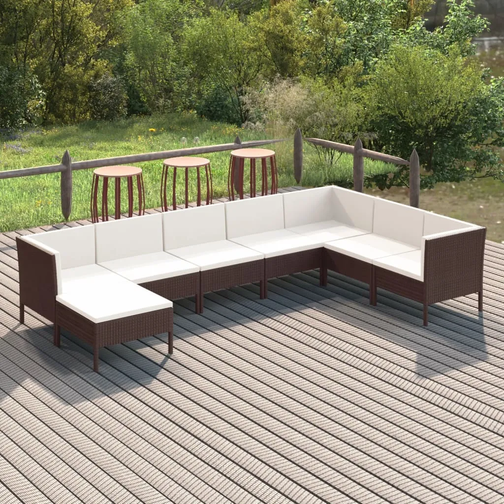 ba-vd102134-1 Sodo komplektas su pagalvėlėmis, 8 dalių, rudas, poliratanas
