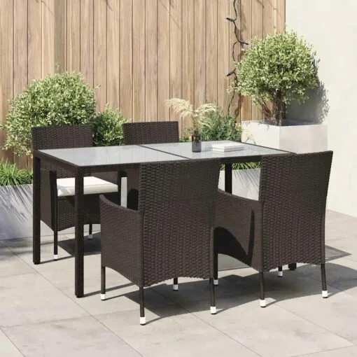 Lauko komplektas su pagalvėlėmis, 5 dalių, rudas, poliratanas