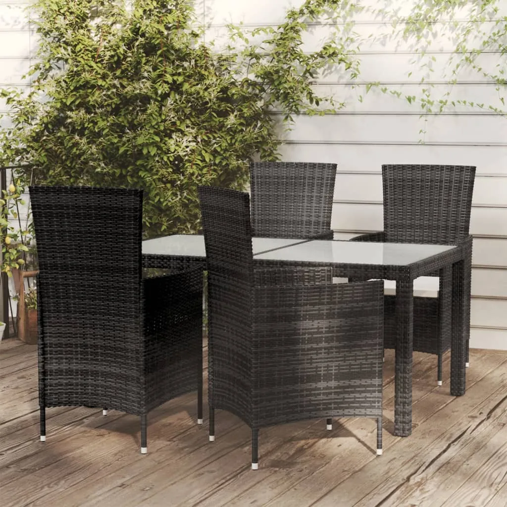 ba-vd102266-1 Lauko komplektas su pagalvėlėmis, 5 dalių, juodas, poliratanas