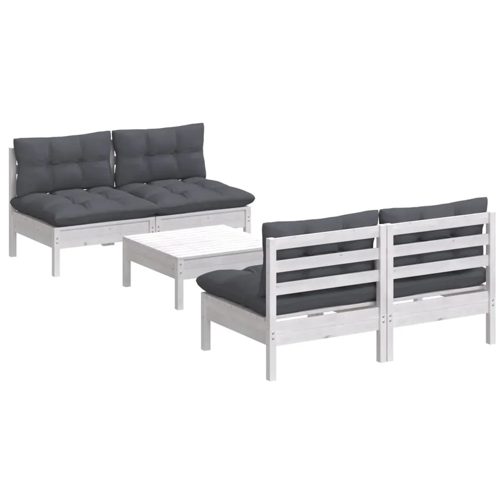 ba-vd102498-2 Antracito pagalvėmis sodo komplektas iš pušies, 5 dalių