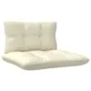 Kreminėmis pagalvėlėmis apmuštas pušinis sodo komplektas terasai