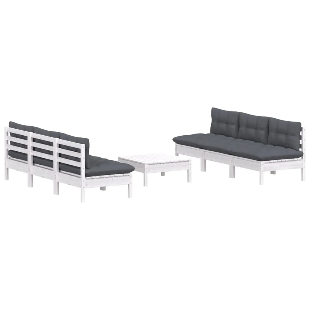 ba-vd102540-2 Antracito pagalvėmis sodo komplektas iš pušies, 7 dalių