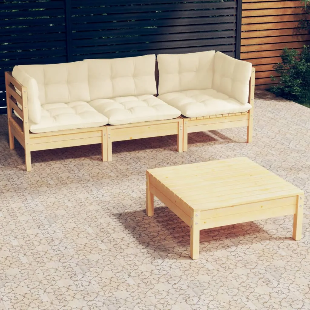 ba-vd102542-1 Sodo komplektas su kreminėmis pagalvėlėmis, 4 dalių, pušis