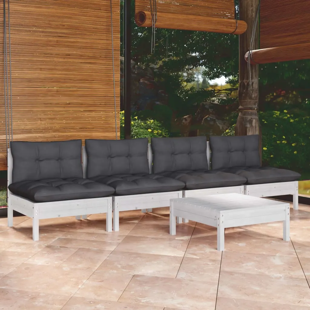 ba-vd102552-1 Sodo komplektas su antracito pagalvėmis, 5 dalių, pušis