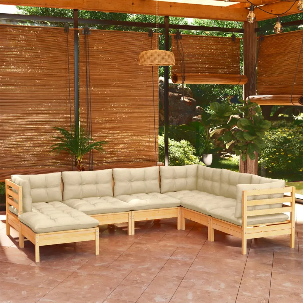 ba-vd102768-1 Sodo komplektas su kreminėmis pagalvėlėmis, 7 dalių, pušis