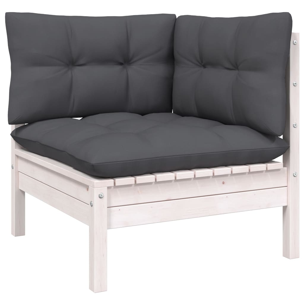 ba-vd102795-4 Baltas medinis sodo komplektas su minkštomis pagalvėmis