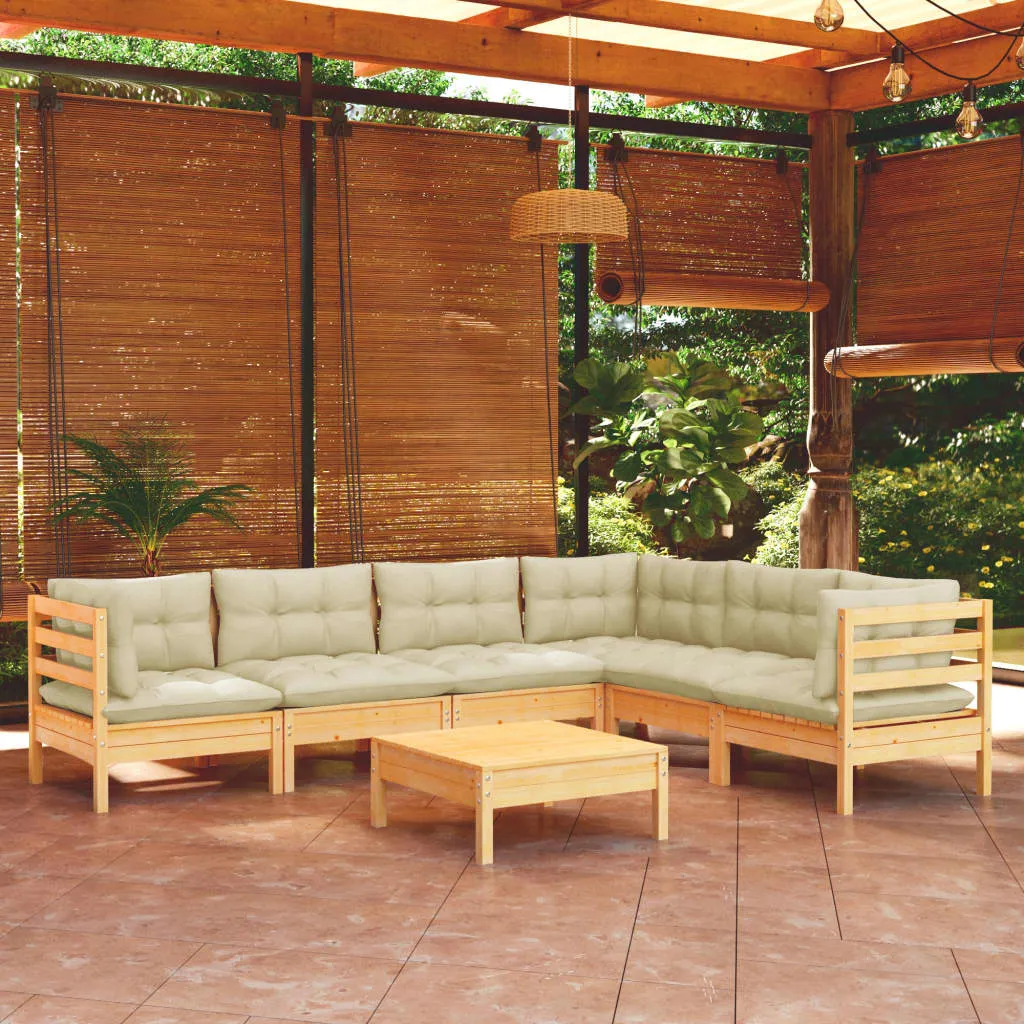 ba-vd102797-1 Sodo komplektas su kreminėmis pagalvėlėmis, 7 dalių, pušis