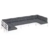 Baltas sodo komplektas su pagalvėmis iš pušies masyvo