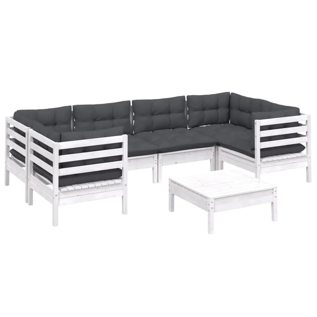 ba-vd103104-2 Baltas medinis sodo komplektas su patogiomis pagalvėmis