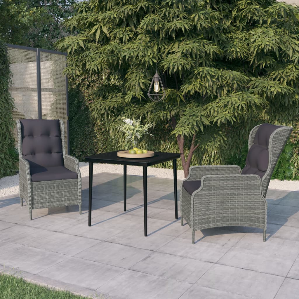 ba-vd103507-1 Sodo valgomojo baldų komplektas, 3 dalių, šviesiai pilkas