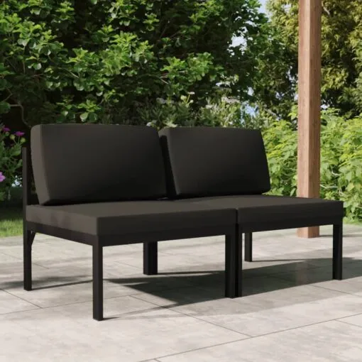 Dvivietė sodo sofa su pagalvėlėmis, antracito, aliuminis