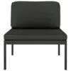 Trivietė antracito sodo sofa su minkštomis pagalvėlėmis