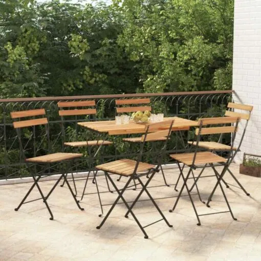 Sulankstomas bistro komplektas, 7 dalių, akacija ir plienas