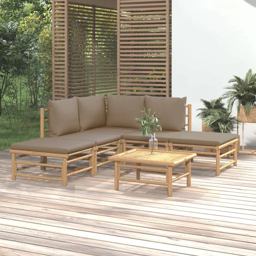 ba-vd104048-1 Sodo komplektas su taupe pagalvėlėmis, 6 dalių, bambukas