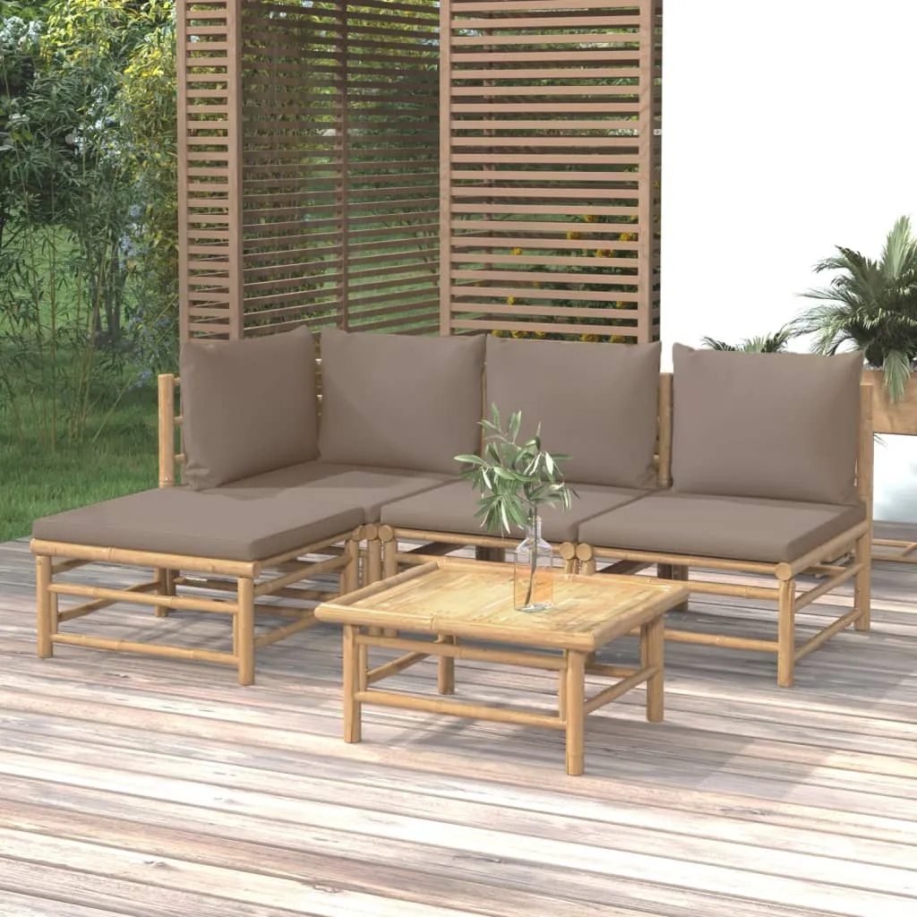 ba-vd104050-1 Sodo komplektas su taupe pagalvėlėmis, 5 dalių, bambukas