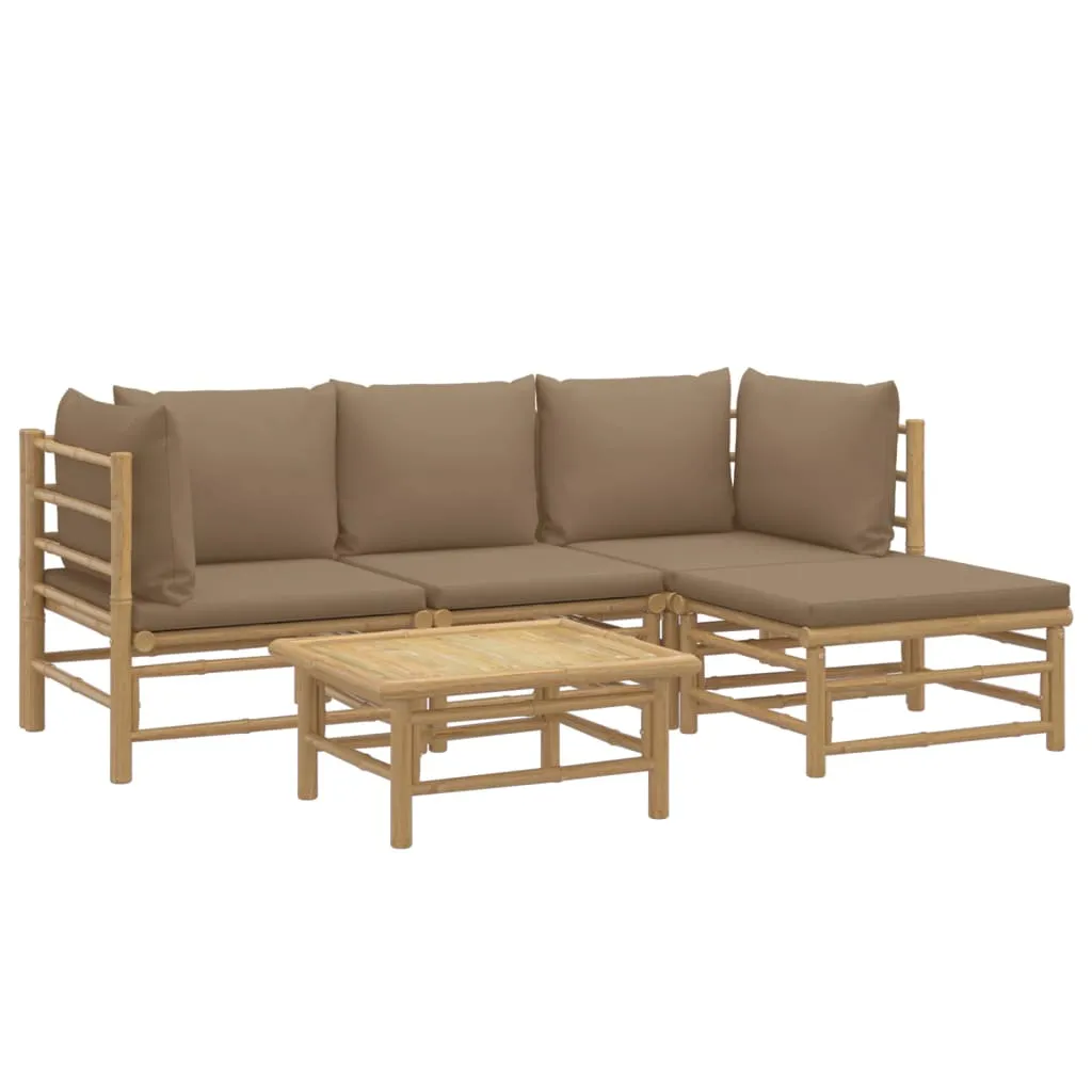 ba-vd104051-2 Bambukinis sodo komplektas su taupe spalvos pagalvėlėmis
