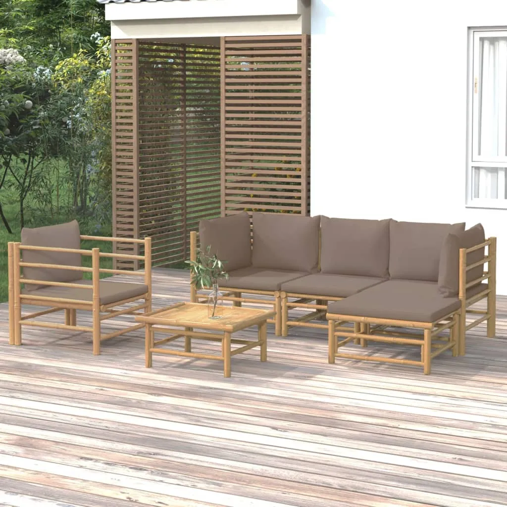 ba-vd104052-1 Sodo komplektas su taupe pagalvėlėmis, 6 dalių, bambukas