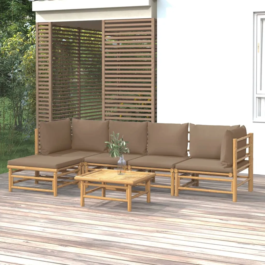 ba-vd104053-1 Sodo komplektas su taupe pagalvėlėmis, 6 dalių, bambukas