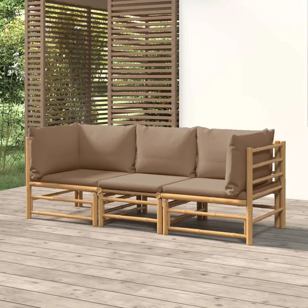 ba-vd104056-1 Sodo komplektas su taupe pagalvėlėmis, 3 dalių, bambukas