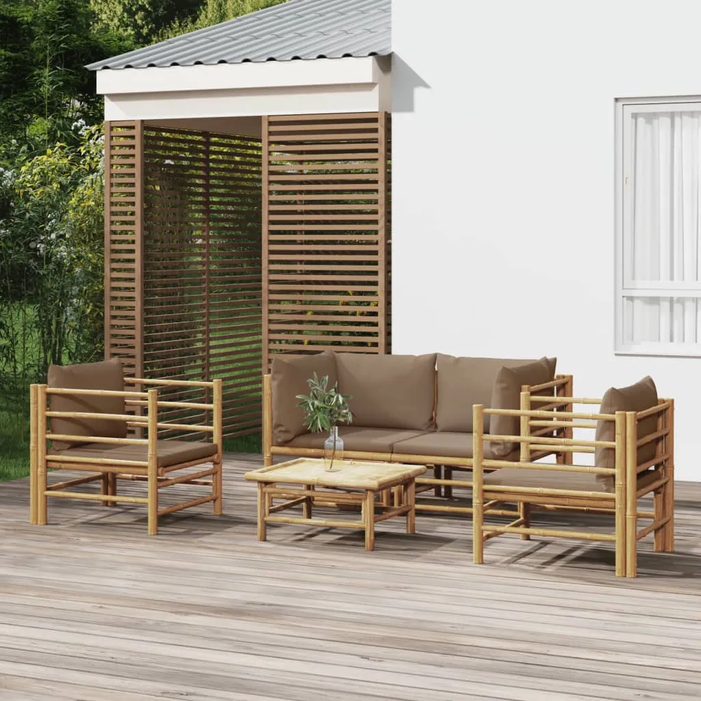 ba-vd104058-1 Sodo komplektas su taupe pagalvėlėmis, 5 dalių, bambukas