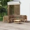 Sodo komplektas su taupe pagalvėlėmis, 6 dalių, bambukas