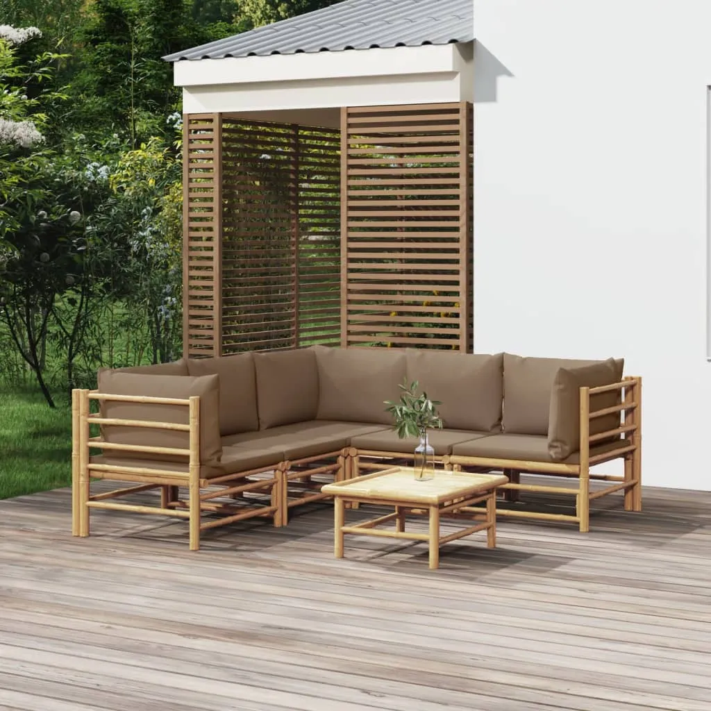 ba-vd104061-1 Sodo komplektas su taupe pagalvėlėmis, 6 dalių, bambukas