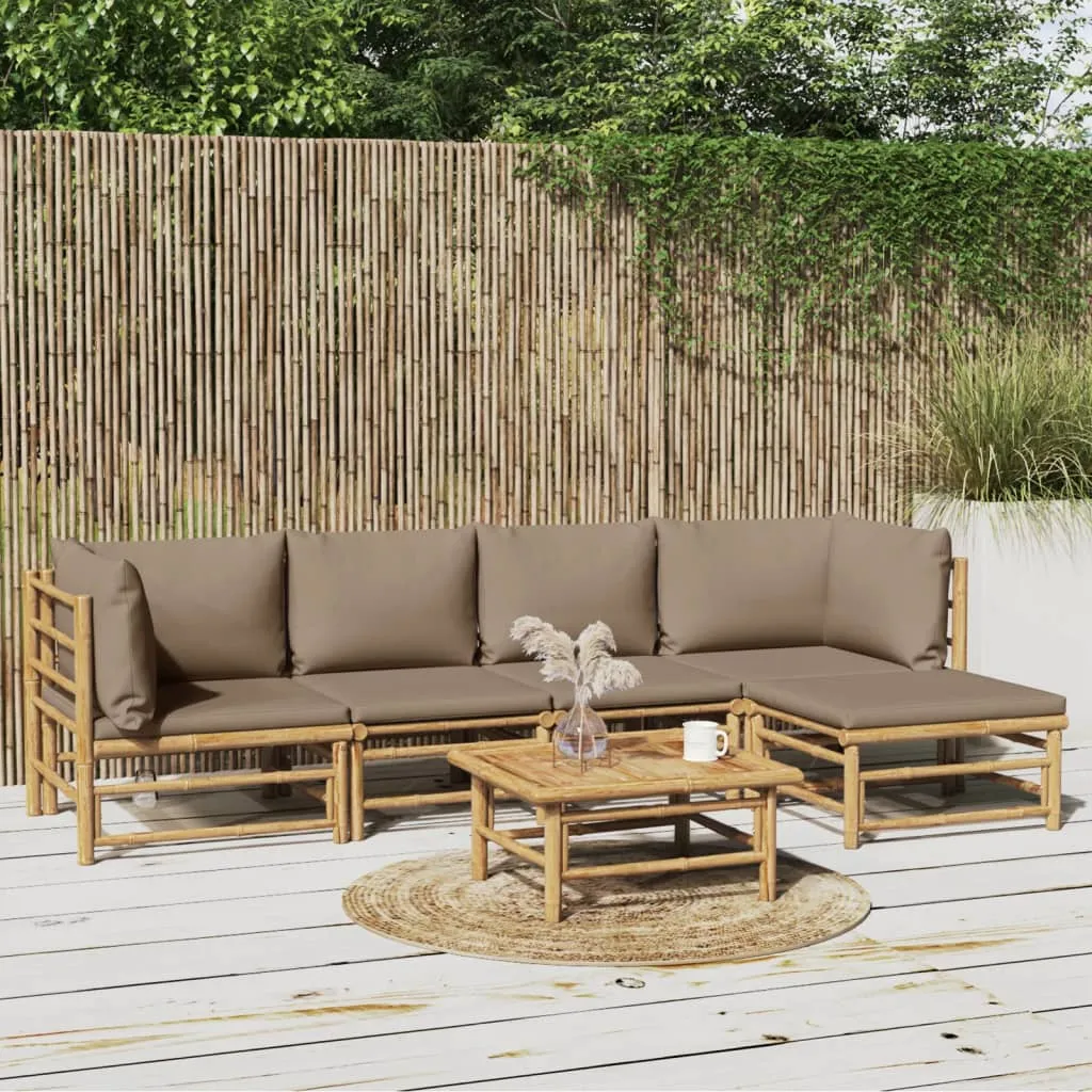 ba-vd104073-1 Sodo komplektas su taupe pagalvėlėmis, 6 dalių, bambukas