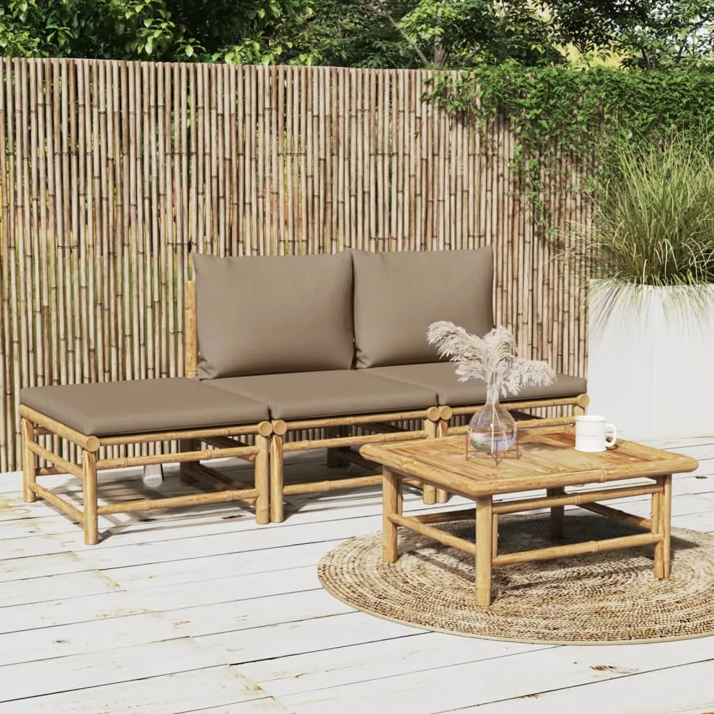 ba-vd104076-1 Sodo komplektas su taupe pagalvėlėmis, 4 dalių, bambukas