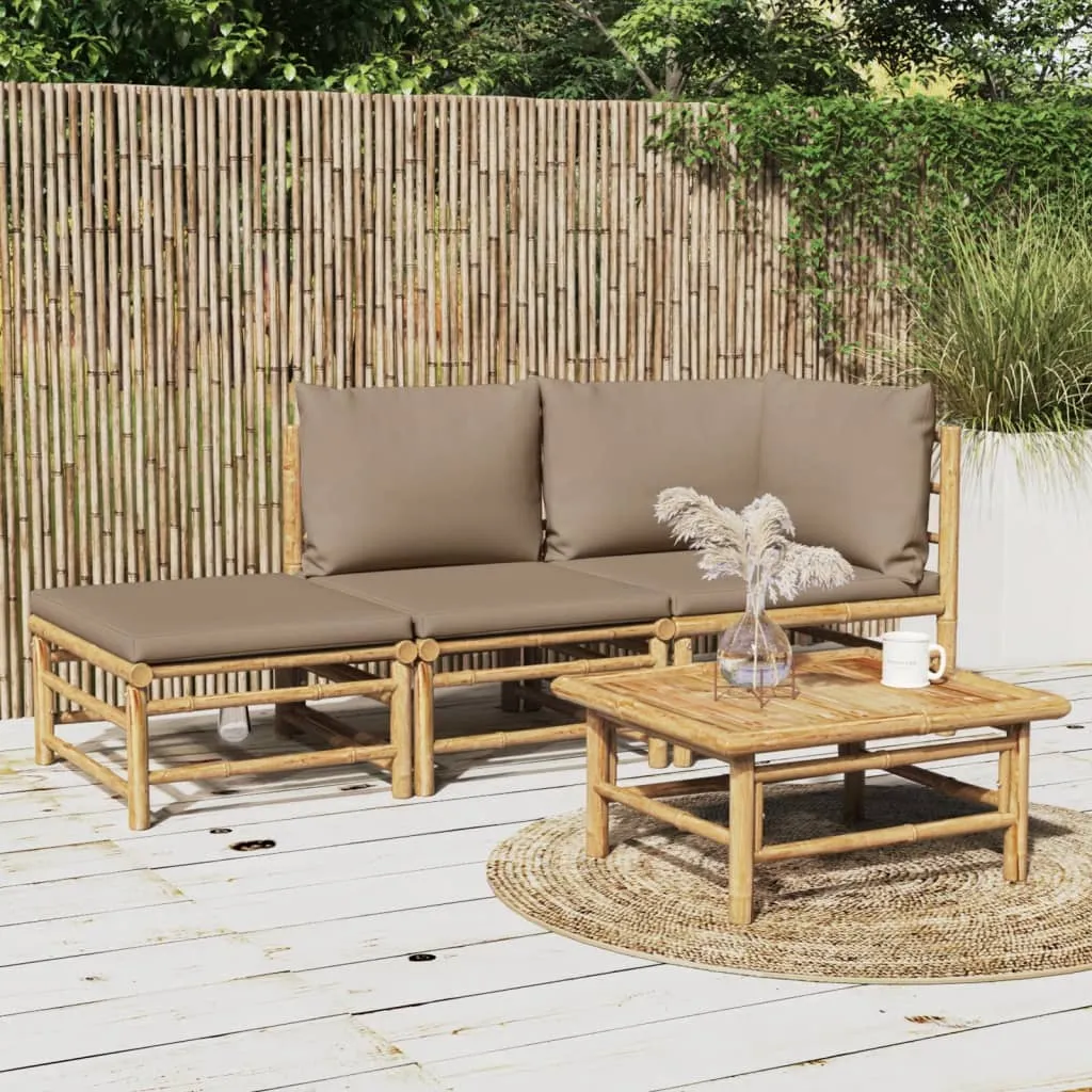 ba-vd104077-1 Sodo komplektas su taupe pagalvėlėmis, 3 dalių, bambukas
