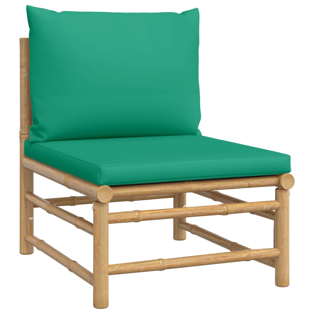 ba-vd104081-4 Bambukinis sodo komplektas su žaliomis pagalvėlėmis lauko terasai