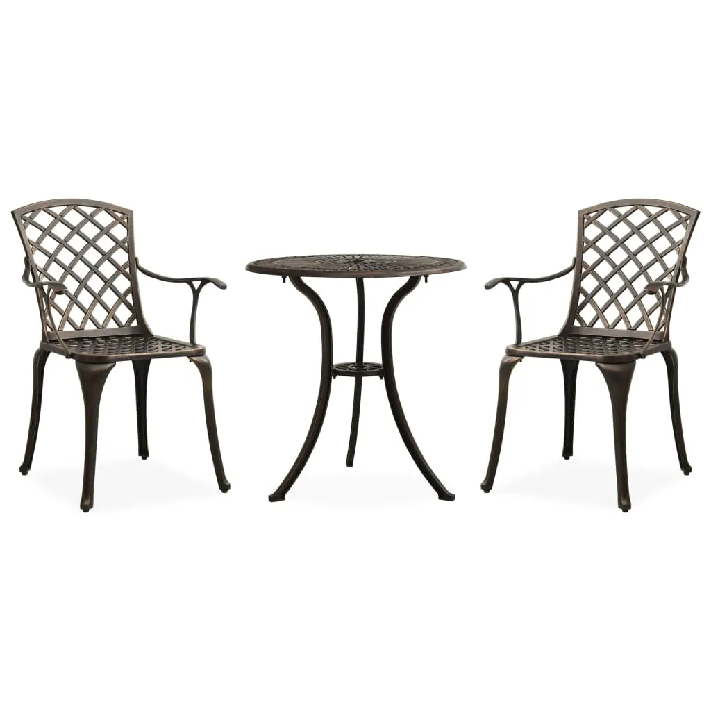 ba-vd104224-1 Bistro baldų komplektas, 3 dalių, bronzinis, lietas aliuminis