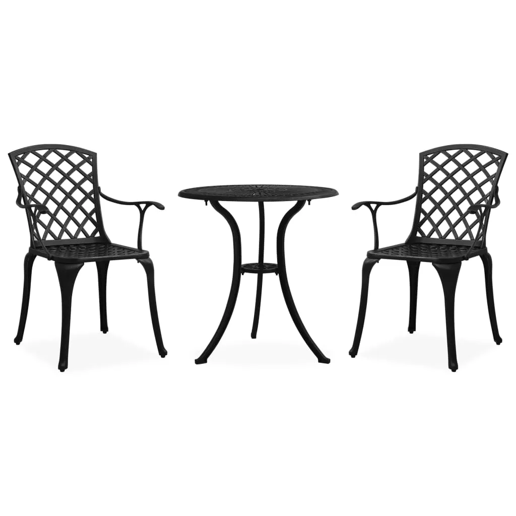 ba-vd104225-1 Bistro baldų komplektas, 3 dalių, juodas, lietas aliuminis