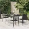 Sodo komplektas, 5 dalių, juodas, medvilninė virvė ir plienas
