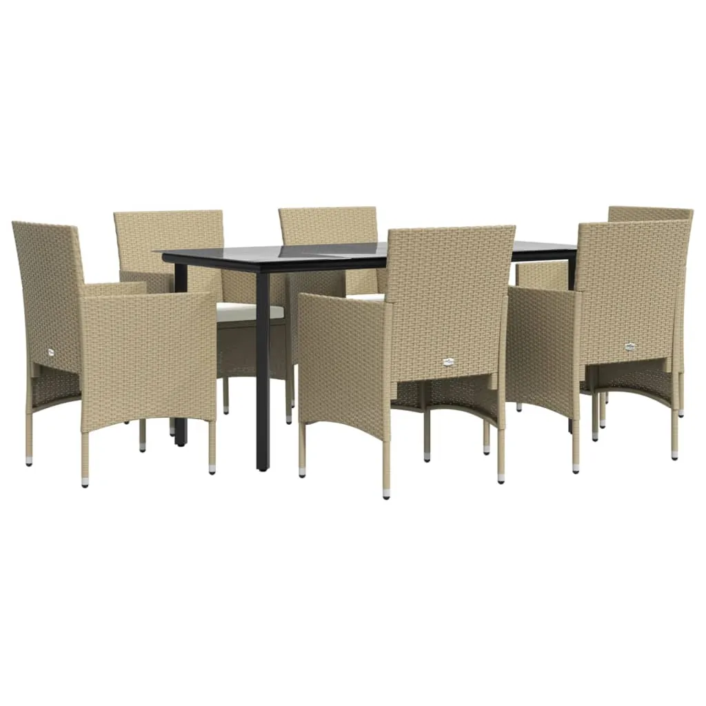 ba-vd104279-2 Smėlio ir juodas sodo komplektas su pagalvėlėmis lauke