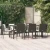 Sodo komplektas su pagalvėlėmis, 9 dalių, juodas, poliratanas