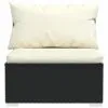 Juoda trivietė poliratano sofa su pagalvėlėmis