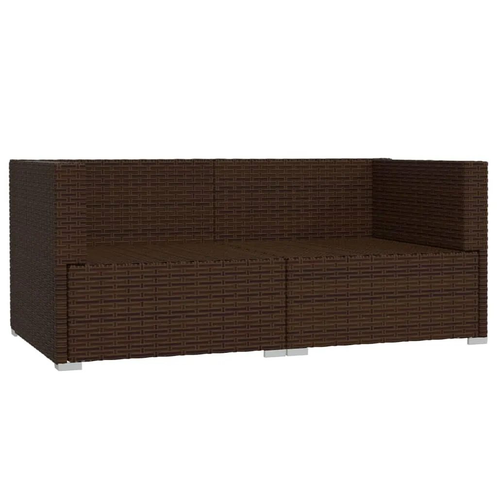 Ruda dvivietė poliratano sofa su minkštomis pagalvėlėmis