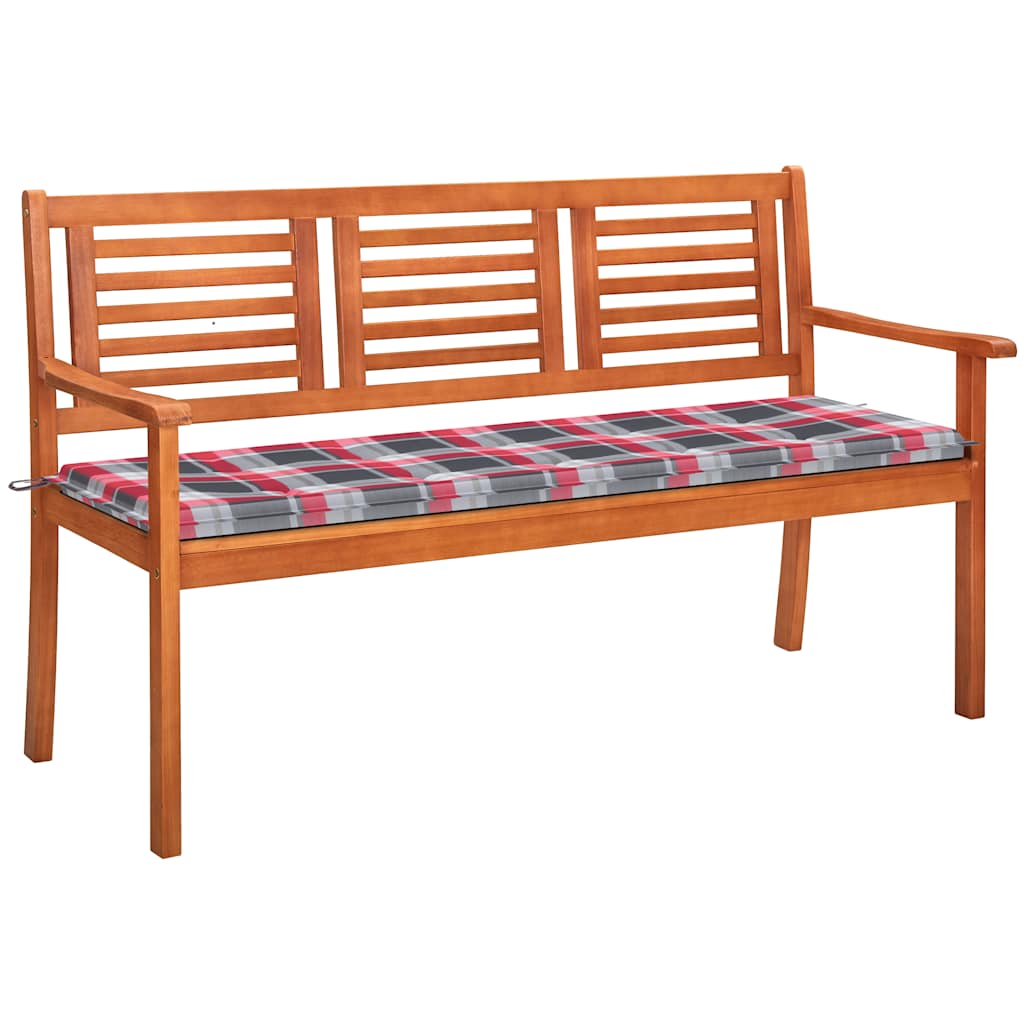 Trivietis sodo suoliukas su pagalve, 150cm, eukalipto masyvas