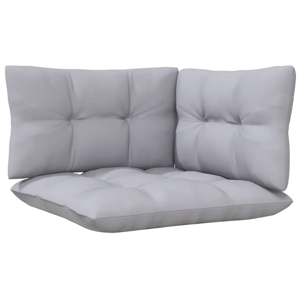 Dvivietė sodo sofa iš pušies masyvo su pilkomis pagalvėlėmis