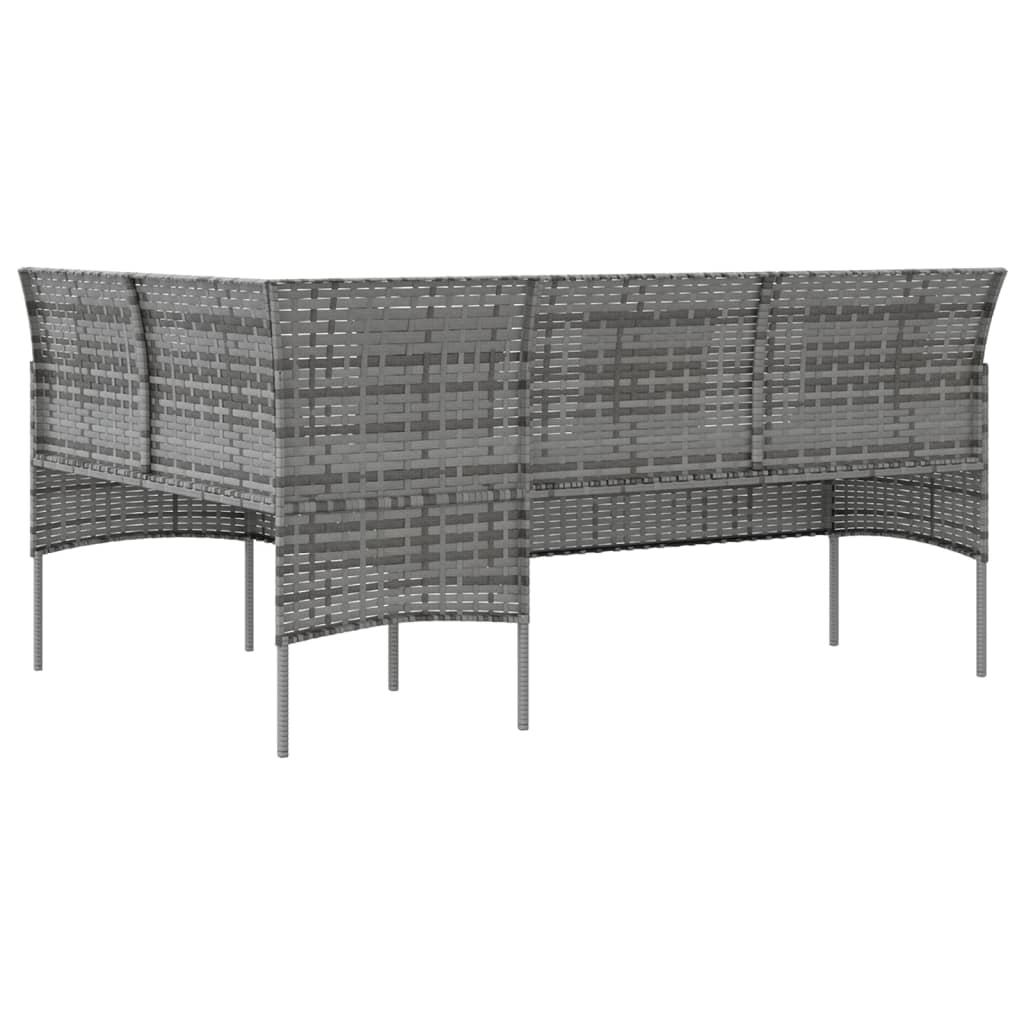 Pilka L formos poliratano sofa su pagalvėlėmis