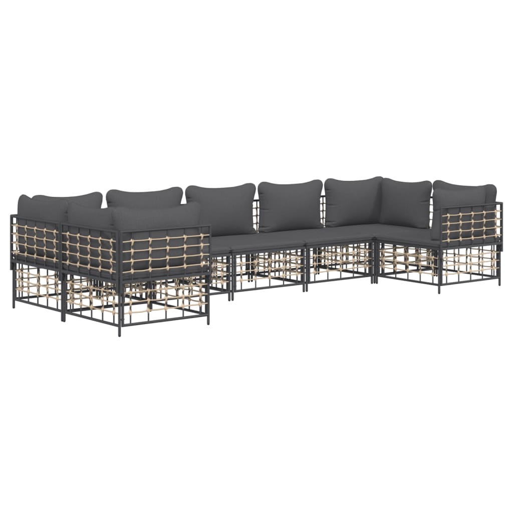 Antracito poliratano sodo komplektas su minkštomis pagalvėmis